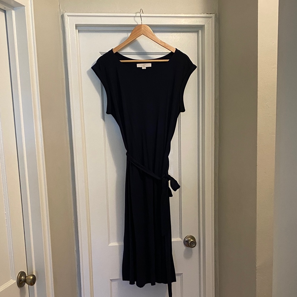 LOFT Classic Navy Midi Dress